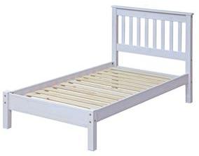 Corona White Washed Single Slatted Bed with Low Foot End.